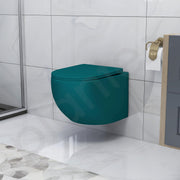 Plantex Imported Ceramic Western Commode/Rimless Wall Hung Commode for Toilet/Washdown Flush Bathroom Western Toilet with Soft Close Toilet Seat - P Trap (Matt Blue)