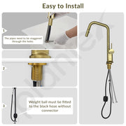 Plantex Single Lever Pull Down Kitchen Tap/Mixer Tap for Bathroom Hot and Cold/360Ãƒâ€šÃ‚Â° Swivel Spout Kitchen Sink Tap- Deck Mounted - (8991-Gold)