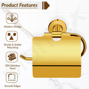 Plantex 304 Grade Stainless Steel Toilet Paper Roll Holder/Tissue Paper Holder/Bathroom Tissue Holder/Bathroom Accessories - Daizy (Golden)