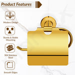 Plantex 304 Grade Stainless Steel Toilet Paper Roll Holder/Tissue Paper Holder/Bathroom Tissue Holder/Bathroom Accessories - Daizy (Golden)