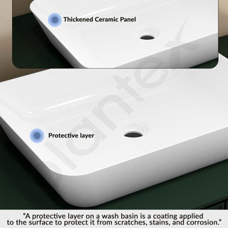 Plantex Ceramic Wash Basin/Washbasin for Bathroom/Tabletop Wash Basin with 10 Years Glaze Warranty by Plantex/Countertop Vessel Sink for Home, Office – (NCTT-338, White, 22 x 16 x 4 Inch)