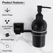 Plantex 304 Grade Stainless Steel Hand Wash Holder for Wash Basin Liquid Soap Dispenser/Bathroom Accessories - Splash (Black)