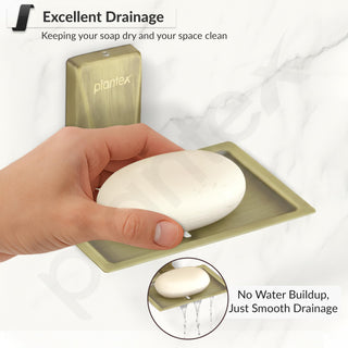Plantex 304 Grade Stainless Steel Single Soap Dish/Soap Stand/Soap Case/Soap Storage for Bathroom - Crystal (Brass Antique)