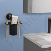 Plantex Brass With 304 Grade Stainless Steel Tumbler Holder/Tooth Brush Holder Bathroom Accessories - RDAB (Black)
