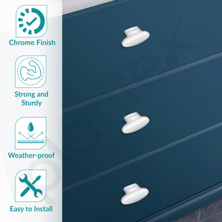Plantex Knobs for Drawer/Small Drawer Knobs/Knobs for Cabinets/Pull-Push Knobs for Kitchen/Bedroom Drawer - Pack of 6 (Oval, Chrome)