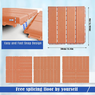 Plantex Tiles for Floor-Interlocking Heavy Plastic Tiles/Garden Tile/Quick Flooring Solution for Indoor/Outdoor Deck Tile-Pack of 10 (Brown)