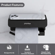 Plantex Platinum 304 Grade Stainless Steel Toilet Paper Holder with Mobile Stand/Toilet Paper Roll Holder for Bathroom Accessories (Matt Black)