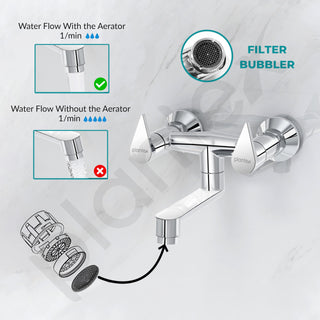 Plantex Pure Brass Non Telephonic Wall Mixer with Water Saving Faucet/Mixer Tap for Bathroom with Brass Wall Flange and Teflon Tape-7 Year Warranty (Pac-1816-Chrome)