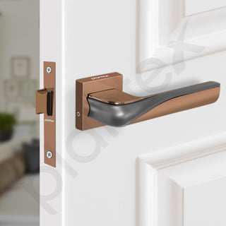 Plantex Heavy Duty Door Lock – Bathroom Door Lock/Mortise 8inch Keyless Handle Set for Home/Bathroom/Store Room/Balcony/Office with Baby Latch (7086, PVD Choco & Satin Black)