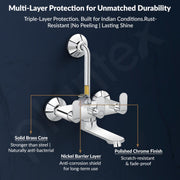 Plantex Wall Mixer for Bathroom 2 in 1 with L-Bend Provision for Overhead Shower/Mixer Tap for Bathroom with Water Saving Nozzle Tap- 7 Year Warranty by Plantex (Orn-218-Chrome)