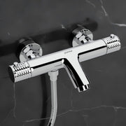 Plantex Pure Brass 2in1 Wall Mixer/Hot & Cold Water Tap with Hand Shower - Pack of 1 (Chrome)