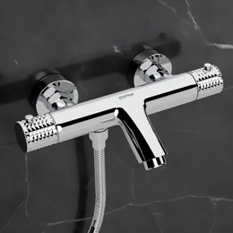 Plantex Pure Brass 2in1 Wall Mixer/Hot & Cold Water Tap with Hand Shower - Pack of 1 (Chrome)