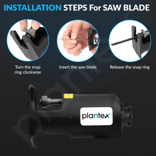 Plantex Curve Saw/12.7mm Cutting Stroke/Variable Speed 0-1600/2700r/min/High-Performance Reciprocating Saw for Wood & Metal Cutting - Black (Mainframe, Battery & Charger Not Included)