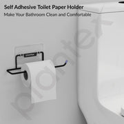 Plantex Self Adhesive GI Steel Toilet Paper Holder Self Adhesive/Toilet Paper Roll Holder/Tissue Paper Roll Holder for Bathroom (Black - Pack of 2)