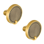 Plantex Knobs for Drawers/Drawer Knobs/Round Knob for Cabinets/Pull-Push Knob for Kitchen/Bedroom/Drawer - Pack of 2 (Brass Antique & Gold)