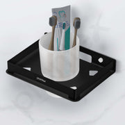 Plantex Tumbler Holder for Bathroom/Stainless Steel Toothbrush Holder/Toothpaste/Razor Holder/Bathroom Accessories - Pack of 1 (Black)