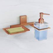 Plantex 304 Grade Stainless Steel Soap Dish with Liquid Dispenser/Soap Stand/Shampoo Dispenser for Bathroom/Bathroom Accessories - Pack of 1 (Crystal, PVD Rose Gold)