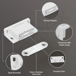 Plantex Door Catcher/Door Magnet for Cabinet/Cupboard/Wardrobe/Door Closer Magnet for Home/Office - Pack of 8 (White)