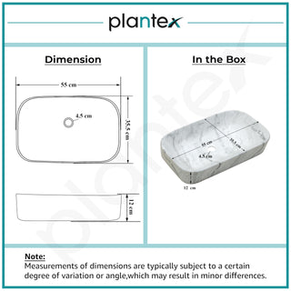 Plantex Tabletop Wash Basin/Bathroom Sink/Wash Basin Over Counter/Designer Ceramic Wash Basin for Bathroom (21.5x114x4.5 Inch - Marble Finish)