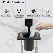 Plantex 304 Grade Stainless Steel Tooth Brush Holder/Tumbler Holder/Bathroom Accessories - Splash (Black)