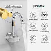 Plantex Kitchen Sink Tap with Water Saving Nozzel/Wall Mount Sink Tap for Kitchen Basin with 360Ã‚Â° Swivel Spout (Celesiya-1247)