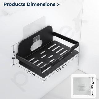 Plantex Self Adhesive Soap Dish for Bathroom/Stainless Steel Soap Holder for Washbasin/Soap Stand for Bathroom Without Drill/Bathroom Accessories - Pack of 3 (Black)