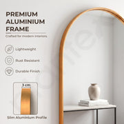 Plantex Aluminium Frame Mirror for Bathroom/Wall Mount Capsule Mirror for Bedroom/Dressing Room/Living Room/Entryway - (Gold, 18x30 Inch)