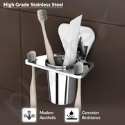 Plantex Pyramid Stainless Steel Tooth Brush Holder/Tumbler Holder/Bathroom Accessories (Chrome) - Pack of 1