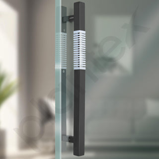 Plantex Door Handle/Stainless Steel Handle for Main Door/18 Inch Pull-Push Handle for Home/Office/Hotel - Pack of 1 (N-Black and Chrome) - 3 Years Warranty