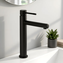 Plantex Wash Basin Mixer Tap Hot and Cold/Pure Brass Tap Handle and 304 Grade Stainless Steel Body/Hot & Cold Basin Mixer/Pillar Spout for Wash Basin/Deck Mount - (8013-2, Black)