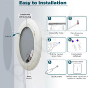 Plantex Resin Frame LED Bathroom Mirror/Designer Mirror for Living Room/Bathroom Mirror with LED Light/Dressing Room  - Oval Shape (White, 32 x 24 Inch)