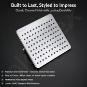 Plantex Stainless Steel 8 Inch Rain Flow Overhead Shower with Water Saving Nozzle/Bathroom Shower/Adjustable Shower Head for Bathroom without Arm - (APS-617-Chrome)