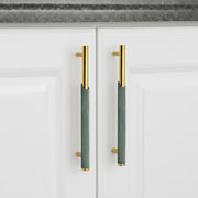 Plantex Stainless Steel & Aluminium Cabinet Handle/160mm Wardrobe Door Handle/Cupboard Pull-Push Handles for Home/Office - Pack of 2 (Green & Gold)