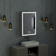 Plantex 304 Stainless Steel Bathroom Mirror Cabinet/Mirror Cabinet for Wash Basin/Bathroom Organiser with Mirror (16x24 Inch|LED, Defogger & Bluetooth|Chrome)