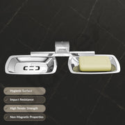Plantex Double Soap Holder for Bathroom/304 Grade Stainless Steel Soap Dish/Dual Soap Stand/Bathroom Accessories - Pack of 1 (Tesla - 2707, Chrome)