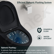 Plantex Imported Ceramic Western Commode/Rim Siphonic One Piece Western Toilet/Floor Mounted Commode for Toilet Seat Cover - S Trap (Matt Black)