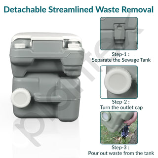 Plantex High Density Polyethylene (HDPE) Portable Toilet for Indoor and Outdoor Camping with Bidet Jet Spray/Piston Pump/for Adult/Elderly/Travel Friendly with 10 Liters Water Tank - Pack of 1 (Grey)