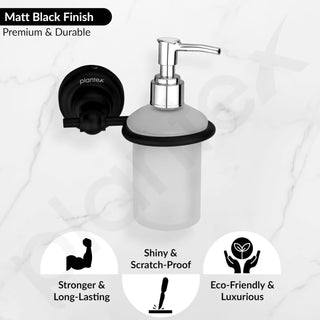 Plantex 304 Grade Stainless Steel Liquid Soap Dispenser/Shampoo Dispenser/Hand Wash Dispenser/Bathroom Accessories - Skyllo (Black)