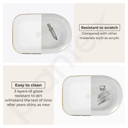 Plantex Designer Wash Basin for Bathroom/Ceramic Table Top Washbasin/Countertop Vessel Sink Basin - (White Art, 20 x 15 x 6 Inch)
