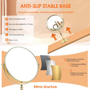 Plantex Premium Brass Magnifying Mirror/Two-Sided 360Â° Swivel Makeup Mirror With 5x/1x Magnification/Table Mirror (8 Inch-Golden/Tabletop)