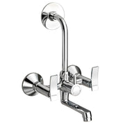 Plantex Pure Brass 2-in-1 Wall Mixer with Brass Wall Flange & Teflon Tape/Mixer Tap for Bathroom with Overhead Shower Provision and Long Bend Pipe/Bathroom Tap/Taps for Bathroom-(Star, Chrome)