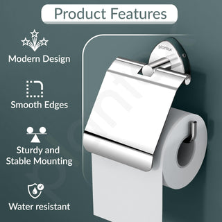 Plantex J4 Stainless Steel Toilet Paper Holder for Bathroom/Tissue Holder for Washroom/Toilet roll Holder for Wall Mounted/Bathroom Accessories (Chrome Finish) Angel