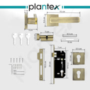 Plantex Triple Security Door Lock for Home/Main Door Lock Set with 3 Years of Warranty/Mortise Lock for Door with Brass Lock Body & Cylinder (7125, Brass Antique & Gold)