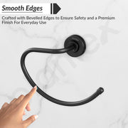 Plantex 304 Grade Stainless Steel Round Napkin Holder for washbasin/Hand Towel Holder/Napkin Ring for Bathroom/Bathroom Accessories - Daizy (Black)