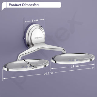Plantex 304 Grade Stainless Steel Double Soap Holder for Bathroom/Soap Stand/Wall Mounted Soap Holder/Bathroom Accessories - Cubic(Chrome)
