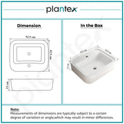 Plantex Ceramic Wash Basin/One Piece Basin for Bathroom with 10 Years Glaze Warranty by Plantex/Table Top Washbasin for Home/Office/Hotels (White - 20.5 x 17 x 5 Inch)