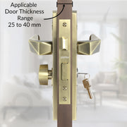 Plantex Heavy-Duty Door Lock Handle Set/ 6-Lever Lock Mechanism with 3 Years of Warranty/Mortise Lock with 3 Keys, Brass Lock Body & Cylinder - (8129-Brass Antique)