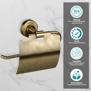 Plantex 304 Grade Stainless Steel Toilet Paper Roll Holder for Bathroom/Tissue Paper Holder/Bathroom Accessories - Daizy (Antique)