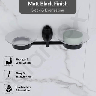 Plantex 304 Grade Stainless Steel Double Soap Holder/Dish/Stand for Bathroom and Wash Basin/Bathroom Accessories - Oreva (Black)