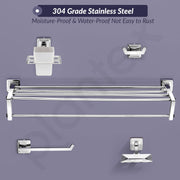 Plantex Decan 304 Grade Stainless Steel Towel Rack for Bathroom/Soap Holder/Napkin Ring/Tumbler Holder/Robe Hook/Bathroom Accessories - Chrome